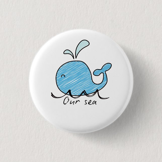 A FRIENDLY WHALE IN HIS SEA Wood Wall Art  3 Cm Round Badge (Front)