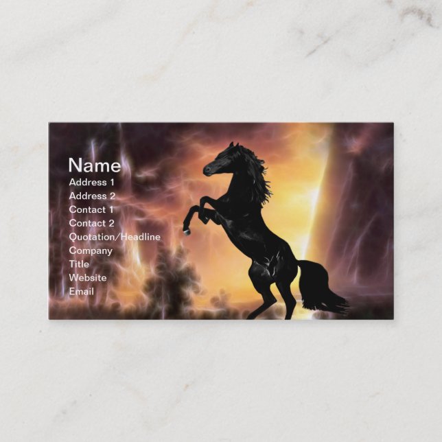 A Friesian Stallion horse rearing Business Card (Front)