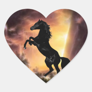 A Friesian Stallion horse rearing Heart Sticker