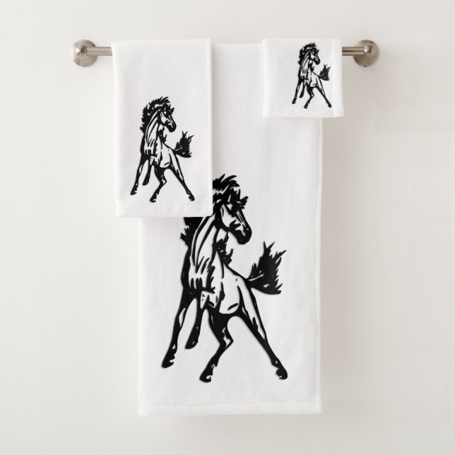 A Frisky Jumping Horse in the Wild Bath Towel Set (Insitu)