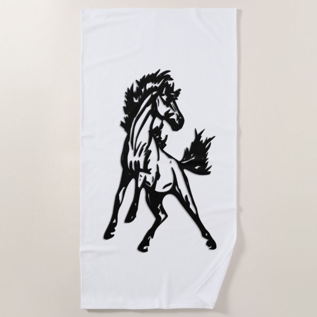 A Frisky Jumping Horse in the Wild Beach Towel (Front)