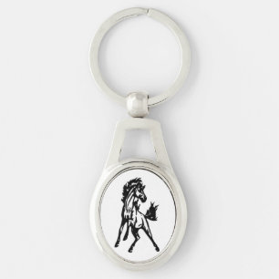 A Frisky Jumping Horse in the Wild Key Ring