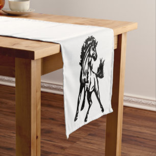 A Frisky Jumping Horse in the Wild Long Table Runner