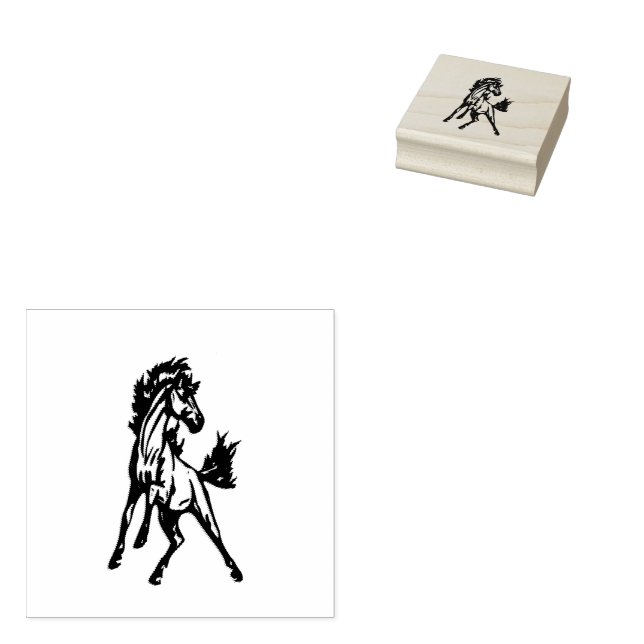 A Frisky Jumping Horse in the Wild Rubber Stamp (Stamped)