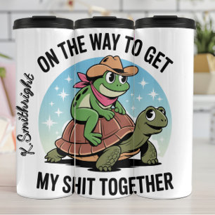 A Frog and Turtle with Humour Thermal Tumbler