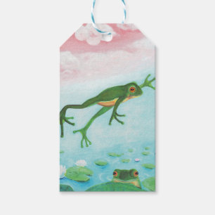 A Frog Jumps Into The Pond Illustration Gift Tags