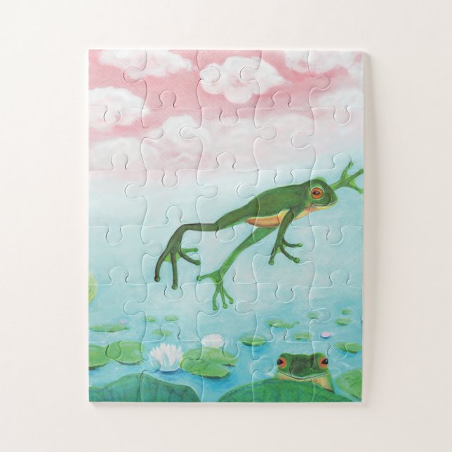 A Frog Jumps Into The Pond Illustration  Jigsaw Puzzle (Vertical)