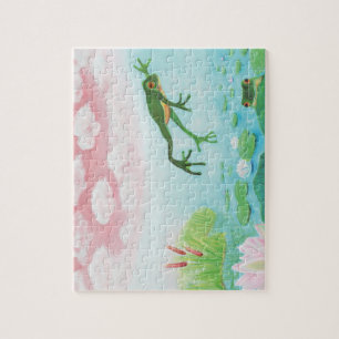 A Frog Jumps Into The Pond Illustration  Jigsaw Puzzle