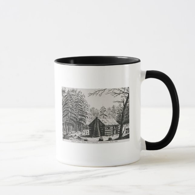 A frontier cabin, from 'The Pageant of America Mug (Right)