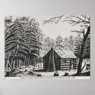 A frontier cabin, from 'The Pageant of America Poster