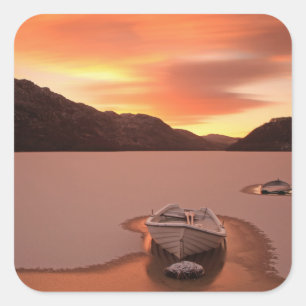 A Frozen Loch   Ruthven, Uk Square Sticker