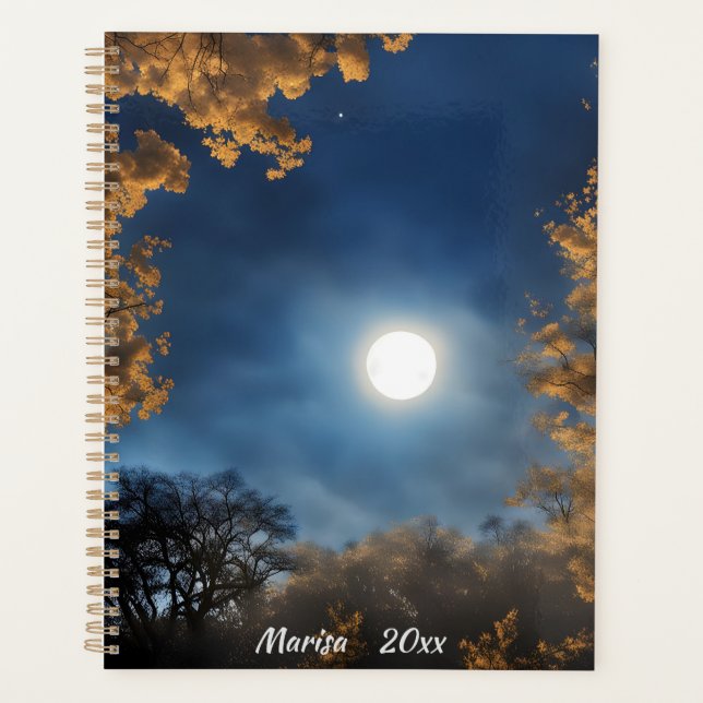 A Full Moon Framed by Trees Planner (Front)