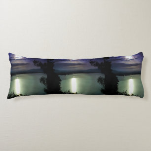 A Full Moon Reflecting On The Aegean Nautical Art Body Cushion