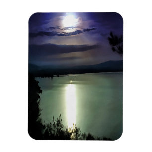 A Full Moon Reflecting On The Aegean Nautical Art Magnet