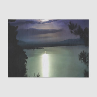 A Full Moon Reflecting On The Aegean Nautical Art Tissue Paper