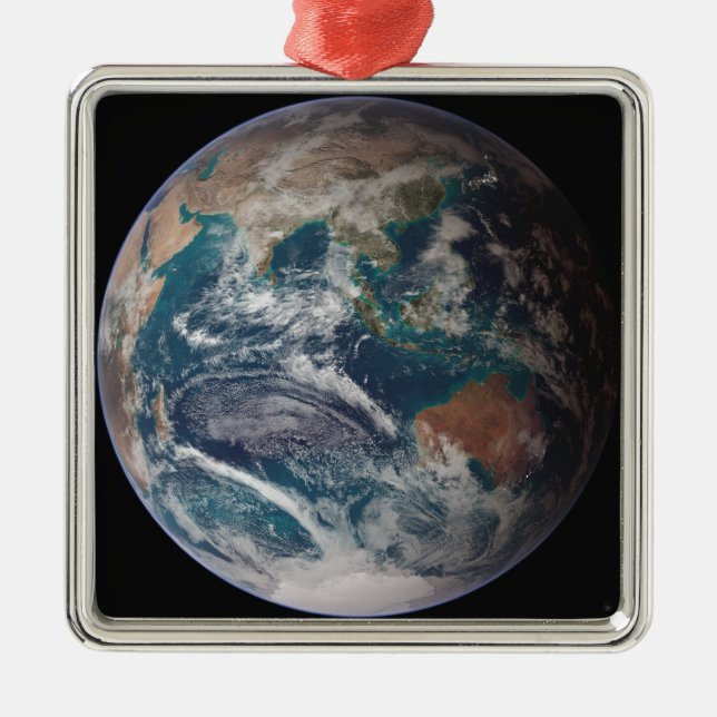 A full view of Earth showing global data Metal Tree Decoration (Front)