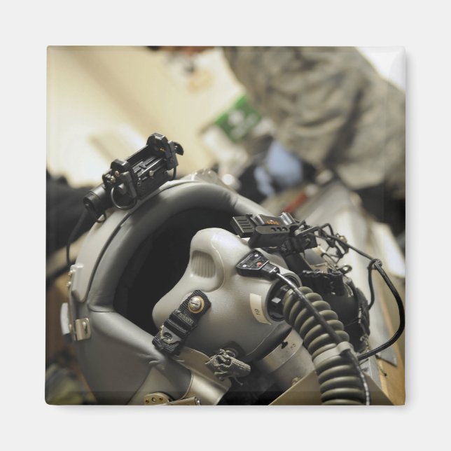 A fully assembled flight crew helmet magnet (Front)