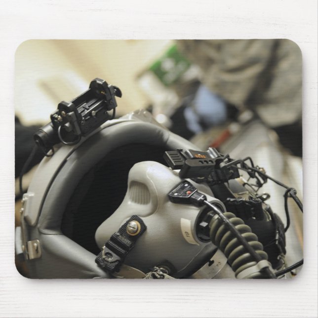 A fully assembled flight crew helmet mouse mat (Front)