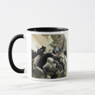 A fully assembled flight crew helmet mug