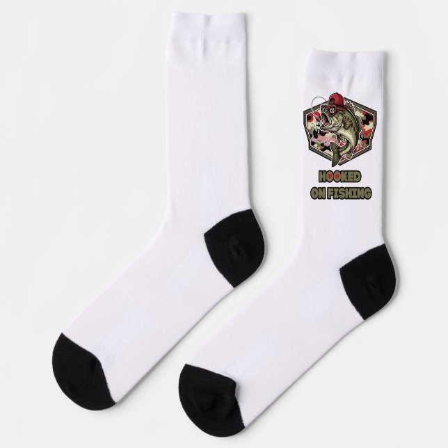 A fun and bold illustration of a cool bass socks (Left)