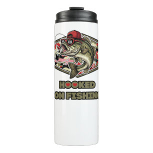 A fun and bold illustration of a cool bass thermal tumbler