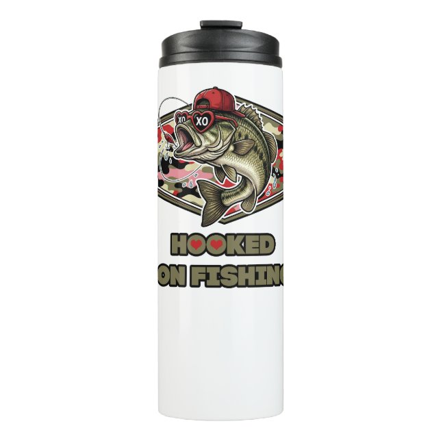 A fun and bold illustration of a cool bass thermal tumbler (Front)