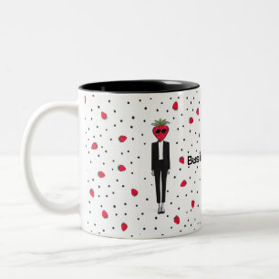 A fun and stylish mug design featuring a strawberr