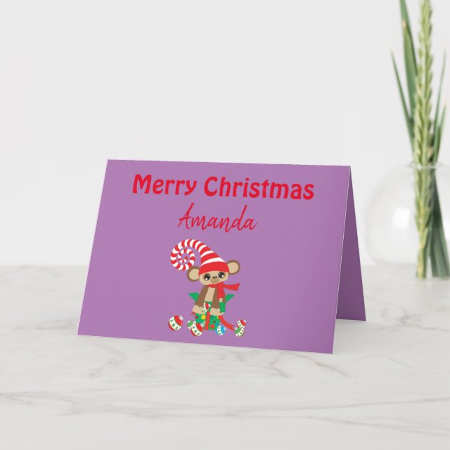 A fun Christmas Card Safari Monkey  (Front)
