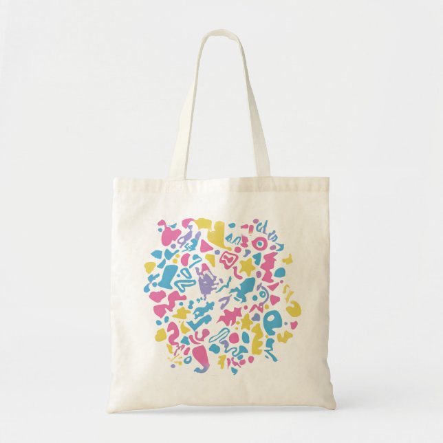 A fun colourful pastel colours shapes tote bag (Front)