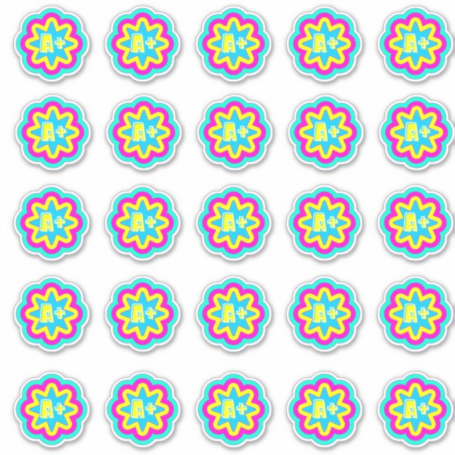 A+ Fun Cute Colour Comment Reward Teacher Stickers (Front)