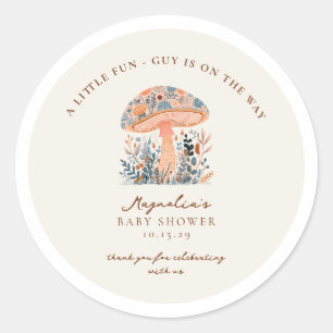 A Fun Little Guy is on the Way Baby Shower Classi Classic Round Sticker