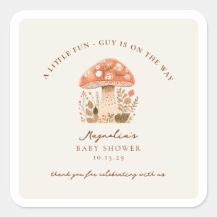 A Fun Little Guy is on the Way Baby Shower Square Sticker