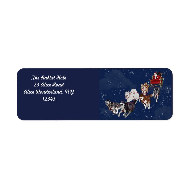 A fun pack of husky's pulling Santa's sleigh (Front)