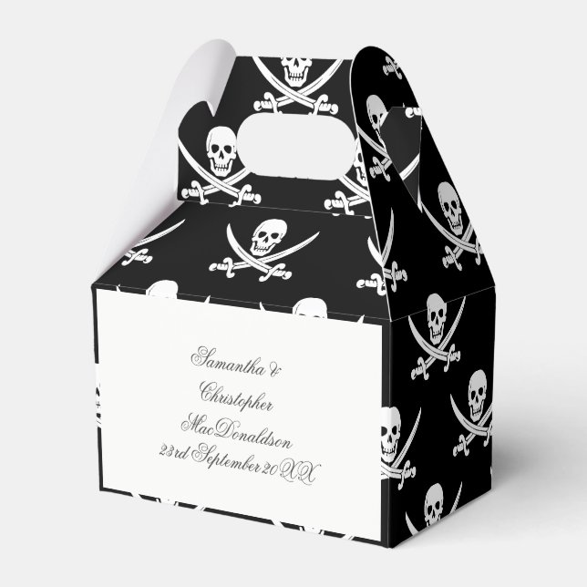 A fun pirate flag themed wedding favour box (Front Side)