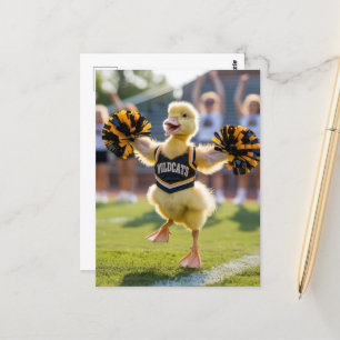A funny adorable cheerleader duck postcard
