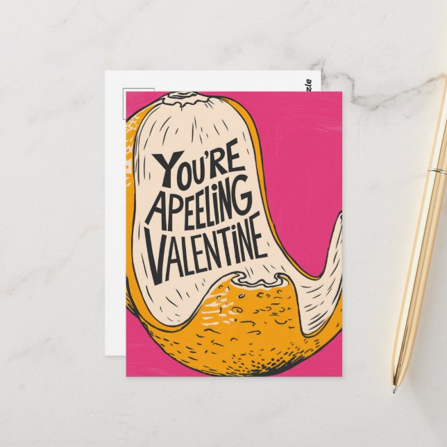 A funny apeeling pop art Valentine Postcard (Front/Back In Situ)