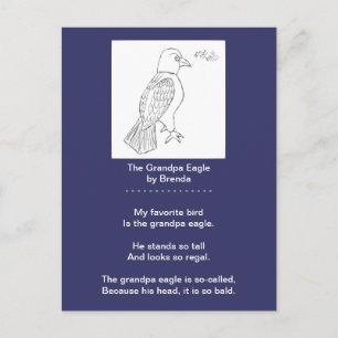 A Funny Bald Eagle Poem Postcard, Grandpa Eagle Postcard