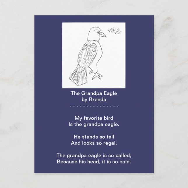 A Funny Bald Eagle Poem Postcard, Grandpa Eagle Postcard (Front)