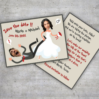 A Funny Cartoon Photo Faces Wedding Save the Date Invitation