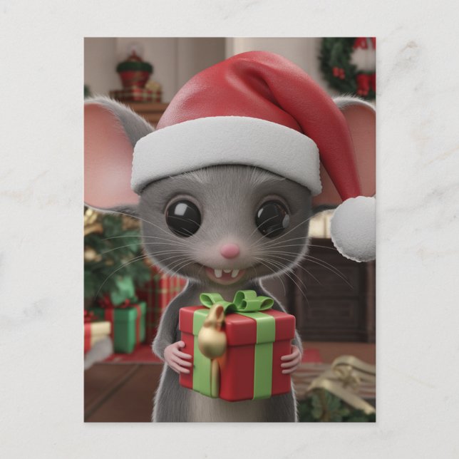 A Funny Christmas Mouse Postcard (Front)