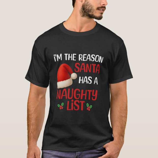 A funny Christmas naughty list design T-Shirt (Front)