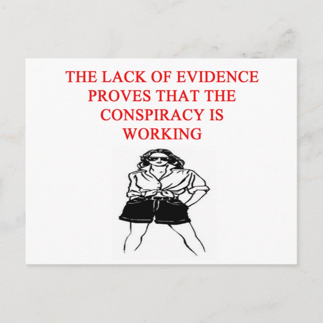 a funny conspiracy theory new afe joke postcard (Front)