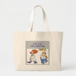 a funny doctor joke large tote bag