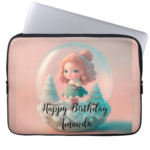 A funny little doll on a cloud laptop sleeve