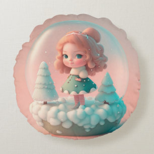 A funny little doll on a cloud Throw Pillow