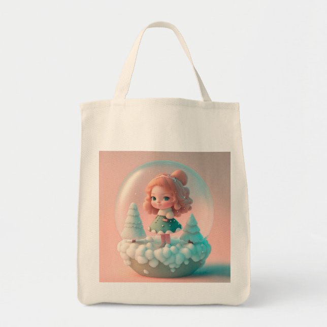 A funny little doll on a cloud  tote bag (Front)