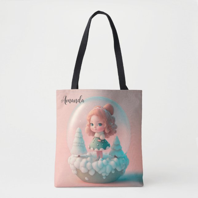 A funny little doll on a cloud  tote bag (Front)