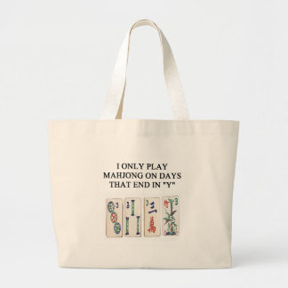a funny mahjong design large tote bag
