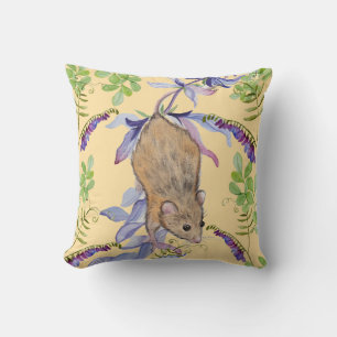 A funny mouse in a thicket of flowers. cushion