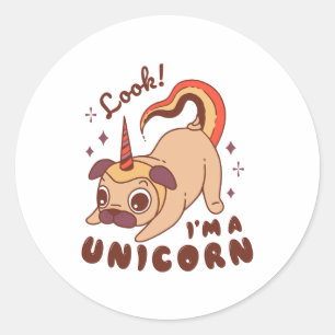 A funny pug unicorn Look I'm a Unicorn Classic Round Sticker